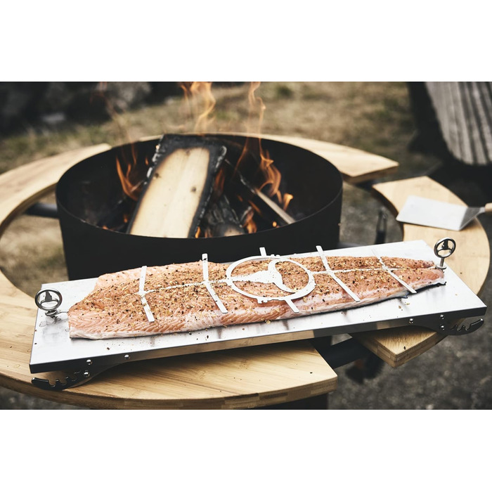 Дошка для приготування лосося MOESTA-BBQ XXL з нержавіючої сталі, FlameBoard, поворотна, для лосося до 60 см