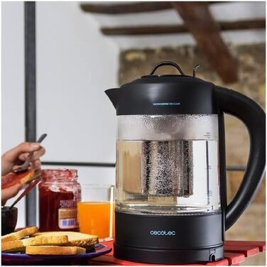 Електрочайник Cecotec ThermoSense 1,7 л, боросилікатне скло, 2200 Вт, без BPA, антикальковий фільтр, подвійний захист, база 360°
