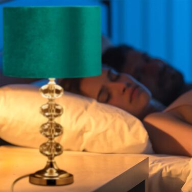 Настільна лампа Relaxdays із зеленого оксамиту та кришталю, 47x26 см, патрон E14, для спальні та вітальні, нічник, м'яке світло