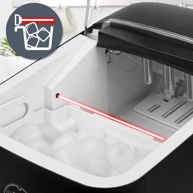 Автоматична льодогенераторна машина Duronic ICM12 BK, 1 л, до 12 кг льоду на добу, тихий компресор 54 дБ, 120 Вт, виготовлення кубиків льоду за 6-8 хвилин