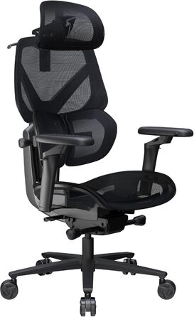 Ігровий крісло ThunderX3 Flex Pro Loft | Ергономічне крісло для офісу та геймінгу з тканини, регулювання 19D, 5D підлокітники, механіка SYNC6, дихаюче (Чорний)