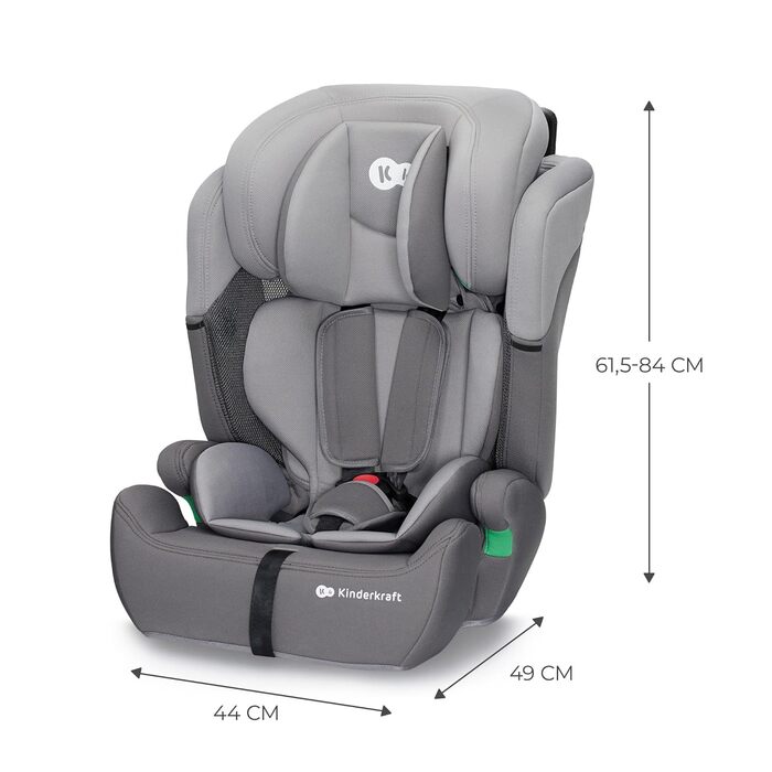 Дитяче автокрісло Kinderkraft COMFORT UP i-Size 76-150 см, сіре, 5-точковий ремінь, регульований підголівник, стандарт ECE R129/03