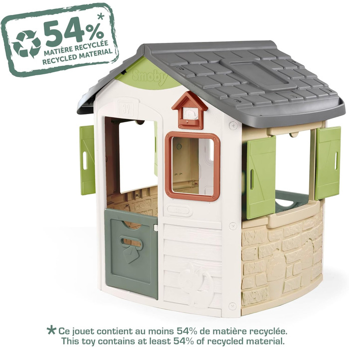 Дитячий будиночок Smoby Life Jura Lodge (115x123x132 см) з переробленого пластику - вуличний будиночок для ігор, годівниця для птахів, від 2 років