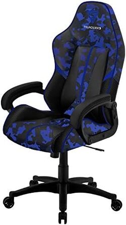 Ігрове крісло ThunderX3 BC1 CAMO синє, ергономічний стілець для геймерів, комп'ютерний стілець з регульованою спинкою, камуфляж