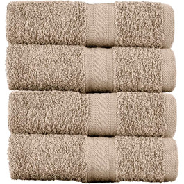 Набір із 4 великих рушників SweetNeedle 70x140 см – 100% бавовна, 500 г/м², готельна якість, високої поглинання, для ванної, душу, пляжу, щоденного використання (лляний колір)