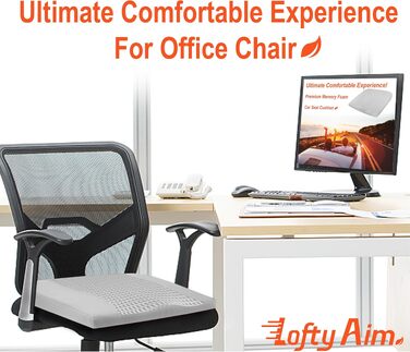 Автомобільна подушка Lofty Aim з піни Memory Foam для водія: підтримка спини, зняття болю при ішіасі, для автокрісла, офісного крісла, візка (сіра, PU-шкіра, 4D Mesh)