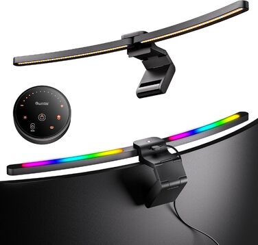 Quntis LED лампа для монітора 66 см з RGB підсвічуванням та пультом дистанційного керування, регульована, з автодиммуванням, захистом від синього світла, без мерехтіння, для геймінгу
