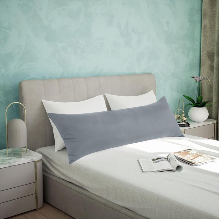 Подушка для вагітних та підтримки тіла Utopia Bedding, м'яка з наповненням з порожнистого волокна, для сну на боці (40x145 см, сіра)