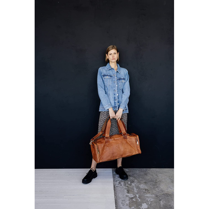 Шкіряна дорожня сумка Berliner Bags Oslo, 45л, коричнева, з 2 зовнішніми кишенями, для чоловіків і жінок