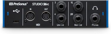 Аудіоінтерфейс PreSonus Studio 24c USB-C для запису, стрімінгу та подкастингу з пакетом програмного забезпечення (Studio One Artist, Ableton Live Lite)