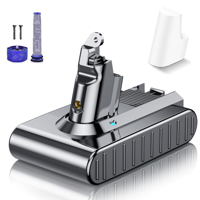 Акумулятор Powtree для пилососа Dyson V6 (DC58, DC59, DC61, DC62, DC72, DC74, SV03-SV09) Animal Absolute, сірий, 6.0Ah з фільтрами та комплектом кріплення