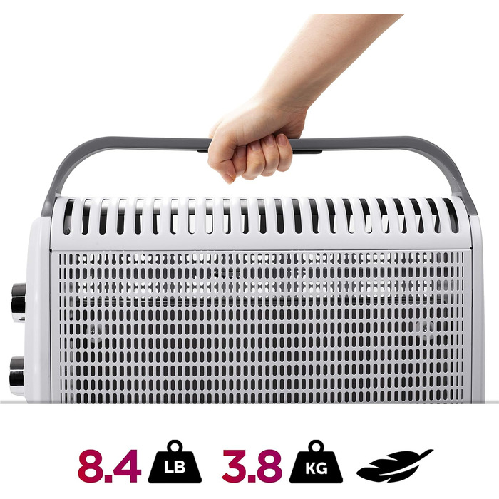 Електрообігрівач Duronic HV180 1800Вт з мікатермічним нагрівом, швидкий старт за 1 хвилину, енергоощадний, з термостатом для дому, офісу та спальні