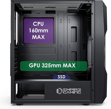 Корпус для ПК Empire Gaming Onyx ARGB, середній ATX, mATX, ITX, 4 адресовані RGB-вентилятори (1×200 мм, 3×120 мм), бокова панель із загартованого скла