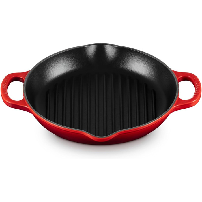 LE CREUSET Signature Сковорода гриль кругла висока з чавуну, 25 см, Червоний (Ofenrot), для всіх типів плит та духовок