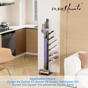 Підставка-стійка для пилососа PureMounts, сумісна з Dyson Gen5, V15, V12, V11, V10, V8, V7, V6, тримач аксесуарів, чорна