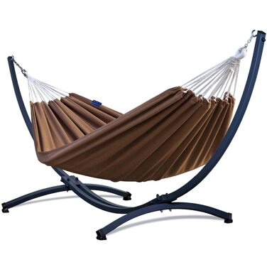 Гамак подвійний Potenza Outdoor з металевим каркасом для 2 осіб (XXL 220x160 см, до 200 кг, колір тофі, каркас графіт)