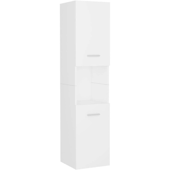 Шафа для ванної vidaXL з 2 дверцятами та 5 полицями, біла, 30x30x130 см, ДСП, високий шафа для ванної кімнати
