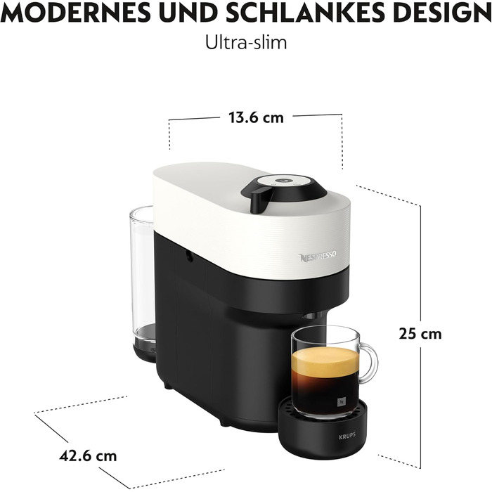 Кавомашина Nespresso Krups Vertuo Pop Coconut White 560 мл - автоматичне розпізнавання капсул, 4 розміри чашок