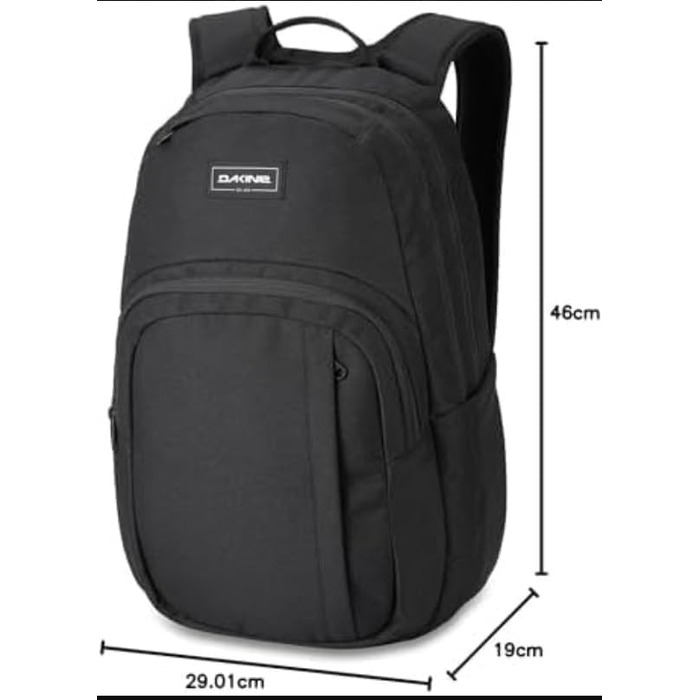 Унісекс рюкзак Dakine Campus 25L для школи, подорожей та ноутбука, водовідштовхуючий, чорний