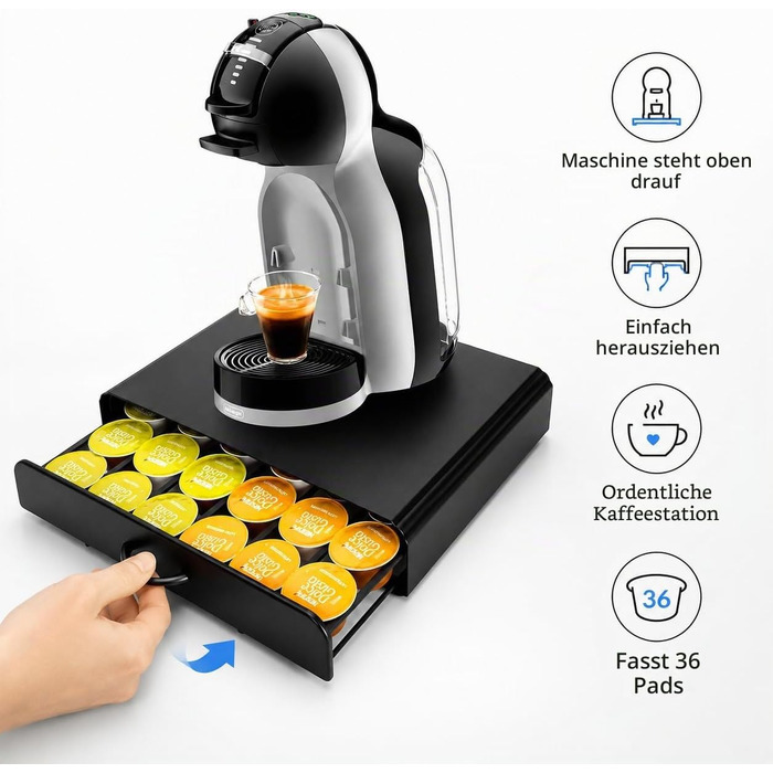 Органайзер для кавових капсул Exzact для Dolce Gusto, підставка під кавомашину 2-в-1, ємність 40 капсул, матова поверхня