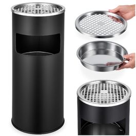Попільничка вулична Tectake 30л з відром, металева, антрацит (чорний) Ø25x61 см