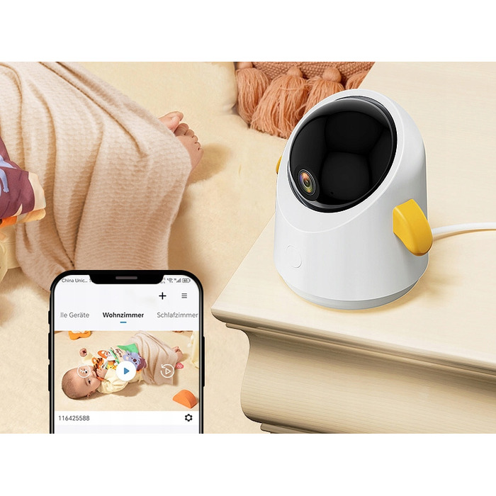 Відеоняня з WiFi-камерою 2K 3Мп, поворотним механізмом, LCD-дисплеєм 5