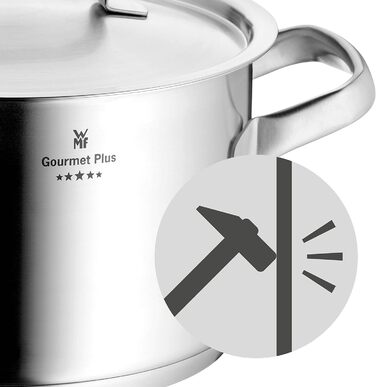 Каструля WMF Gourmet Plus 16 см без кришки, 1,4 л, з нержавіючої сталі Cromargan, з мітками об'єму