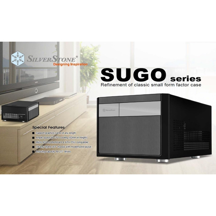 Комп'ютерний корпус SilverStone SST-SG11B Sugo Micro ATX Cube, чорний