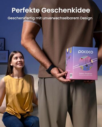 Проєктор зоряного неба POCOCO Sternenhimmel, LED Галактика для дітей та дорослих, Планетарій з 2 дисками, Нічник-Аврора, Таймер, для сну та релаксації (Чорний)