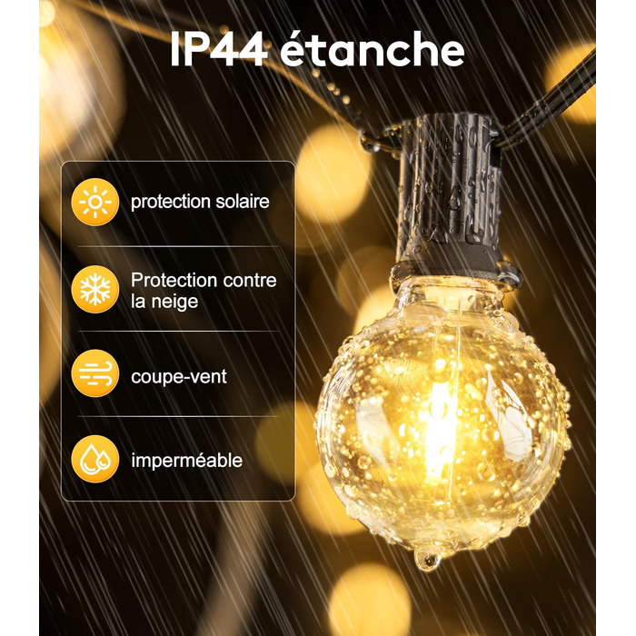 LED гірлянда вулична 30м G40 з пультом, IP44 для саду, тераси, веранди