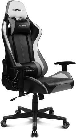 Ігрове крісло DRIFT DR175GRAY, професійне, екошкіра, 2D підлокітники, клас 4, обертальне, чорний/сірий