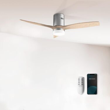 Стельовий вентилятор Cecotec Aero 5600 з підсвічуванням та WiFi, 52 дюйми, нержавіюча сталь/дерево