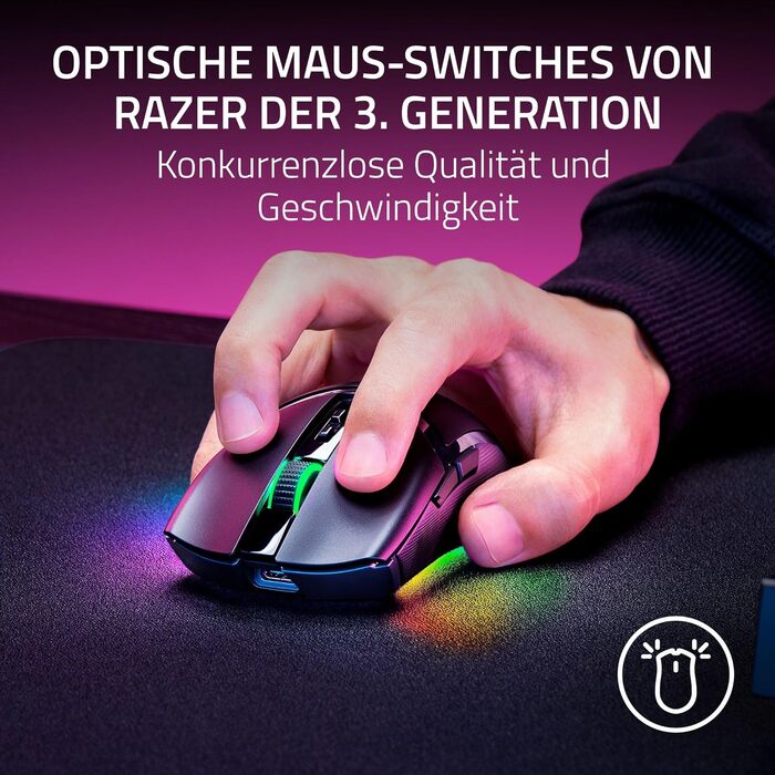 Ігрова миша Razer Cobra (чорна) — легка дротова миша з RGB-підсвіткою Chroma, оптичними перемикачами 3-го покоління та вагою 57 г