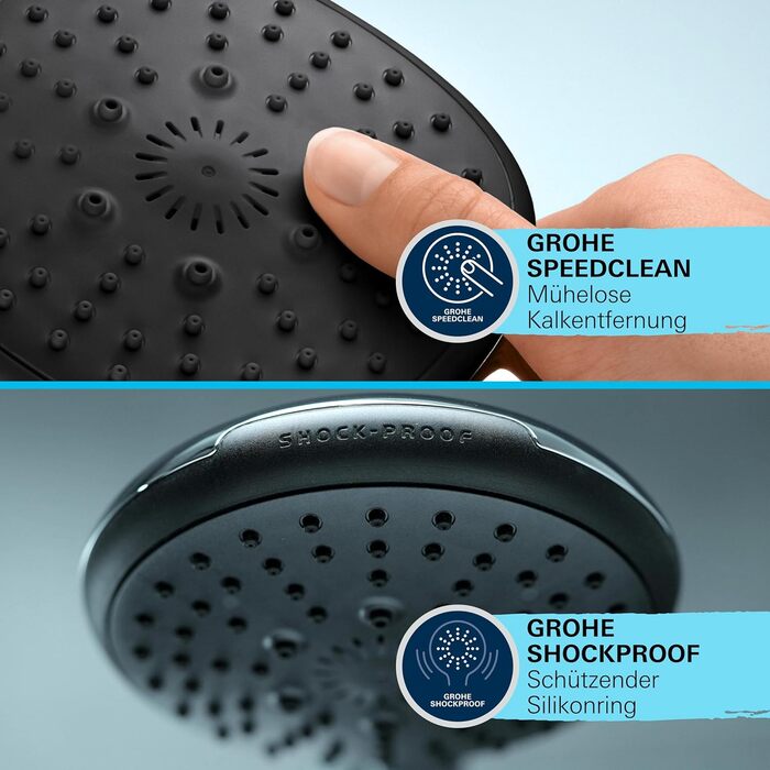Набір для душу GROHE Vitalio 110, хром, 14 л/хв, 60 см (душова стійка, лійка з 2 струменями, шланг 1.75 м)