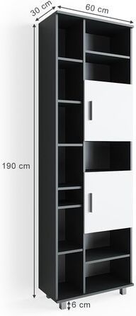 Шафа для ванної Vicco Ilias, білий/антрацит, 60x190 см