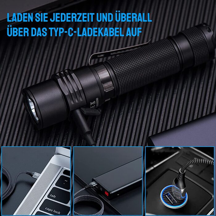 LED ліхтар Trustfire T11R, надяскравий 1800 люмен, USB-зарядка, 5 режимів, тактичний, водонепроникний IP68, для кемпінгу, туризму, екстрених ситуацій, чорний
