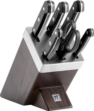 Набір ножів ZWILLING Gourmet 7-тг. та 6-тг. з бруском, нержавіюча сталь, Twin Grip, чорно-коричневі ручки