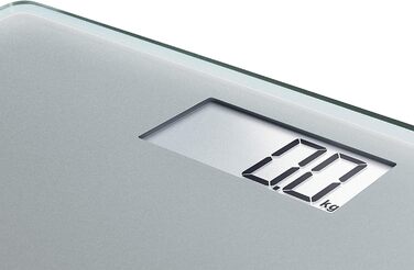 Цифрова вага Soehnle Style Sense Compact 300 для людей, з великою платформою, LCD-дисплеєм, ультратонкий дизайн, скло, сіра
