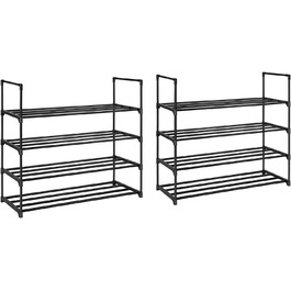 Металевий стелаж для взуття SONGMICS, 4 рівні, 2 шт, на 20 пар, чорний, 30x92x74 см, для коридору, вітальні та гардеробу
