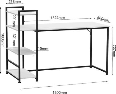 Стіл SANODESK FD для комп'ютера та їдальні, домашній офіс, 120x60x75 см, горіх+чорний, без шафи