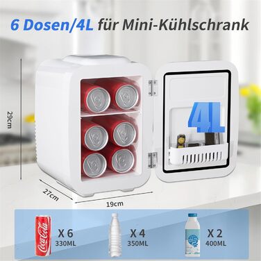 Міні-холодильник YASHE 4L: для косметики, напоїв, 220V/12V, з терморегулюванням, для спальні, офісу, авто (білий)