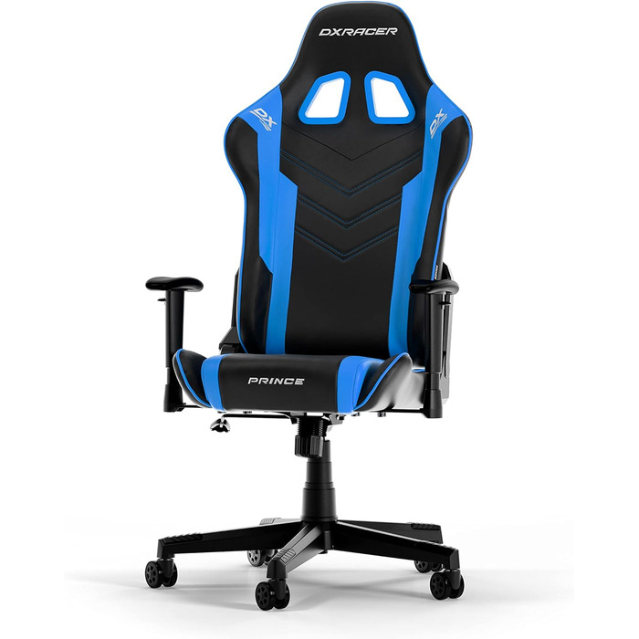 Ігрове крісло DXRacer PRINCE L чорне та синє, оригінал, PVC шкіра