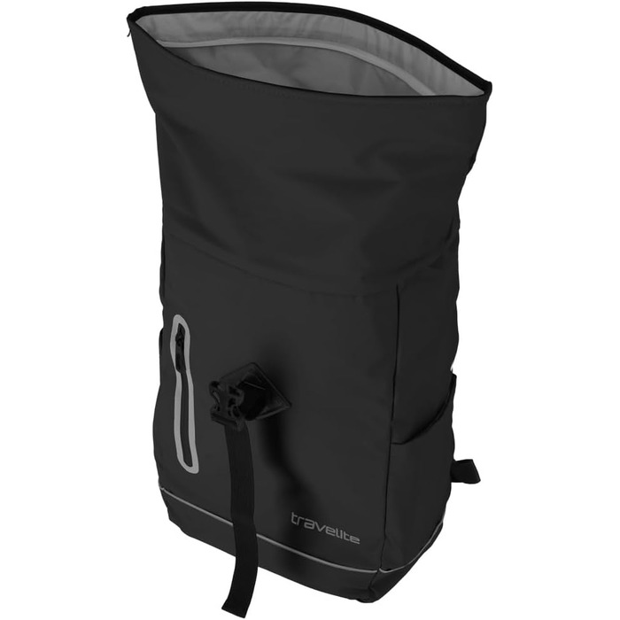 Рюкзак TRAVELITE Rolltop водонепроникний, велосипедний, міський, з ролтоп-застібкою та відбивачами, BASICS, 48 см, 19 л, чорний