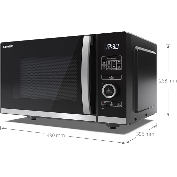 Мікрохвильова піч SHARP QS254AEB 900 Вт, 10 режимів, розморожування, чорна