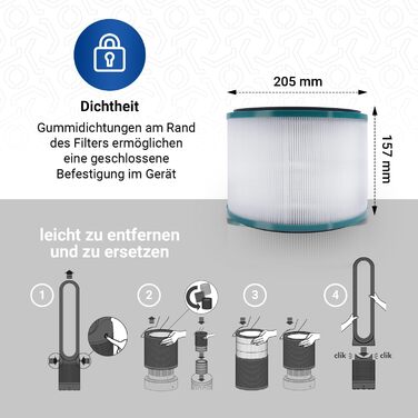 HEPA-фільтр VIOKS для очищувача повітря Dyson (967089-17, 968126-03) - 2 шт.