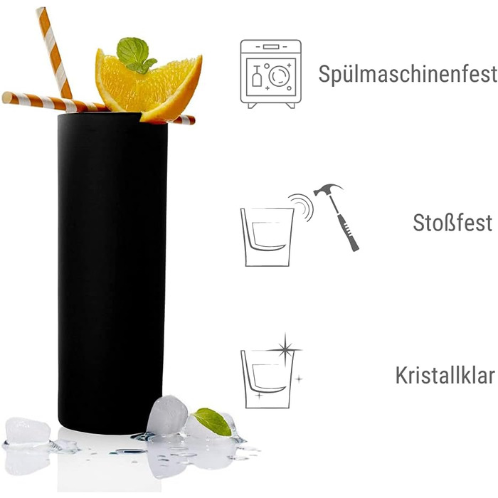 Коктейльні склянки Matte Black для коктейлів Campari Tumblers 320 мл Набір із 6 предметів Чорний Нью-Йоркський бар Stölzle Lausitz