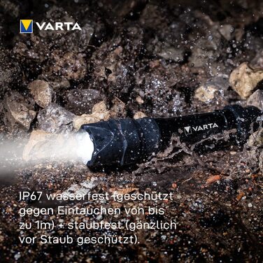 Ліхтарик VARTA Indestructible F20 Pro LED 6 Вт з батарейками AA, водонепроникний, пилозахищений, робочий ліхтар з двома режимами освітлення, надміцний