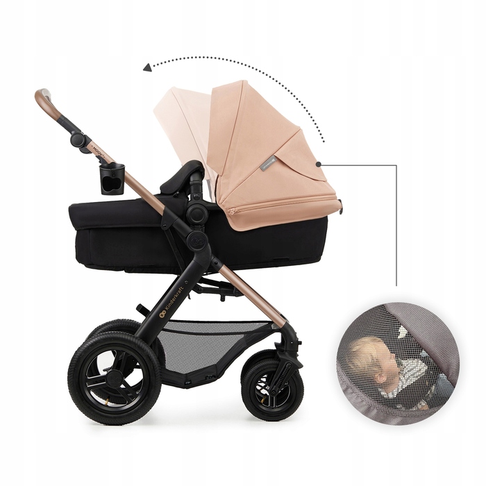 Багатофункціональний візок 3в1 Kinderkraft MOOV 2 AIR з автокріслом MINK PRO, Бежевий
