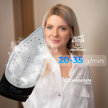Бездротова парова праска Lehmann LGOIR-2632 з базою, регульована температура і подача пари, вертикальне прасування, захист від накипу та крапель, самоочищення, з резервуаром для води