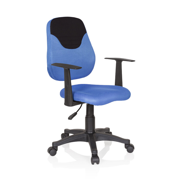 Дитяче офісне крісло KIDDY STYLE, обертове, тканина, синій/чорний, hjh OFFICE